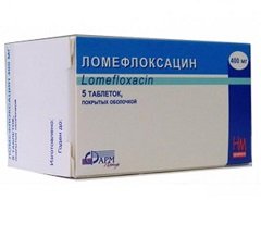 Таблетки, покрытые пленочной оболочкой, Ломефлоксацин